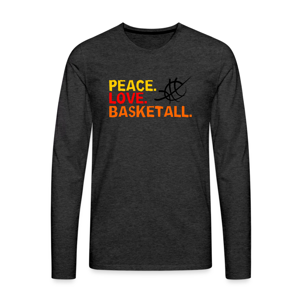Peace Love Basketball I Premium Long Sleeve T-Shirt - charcoal grey