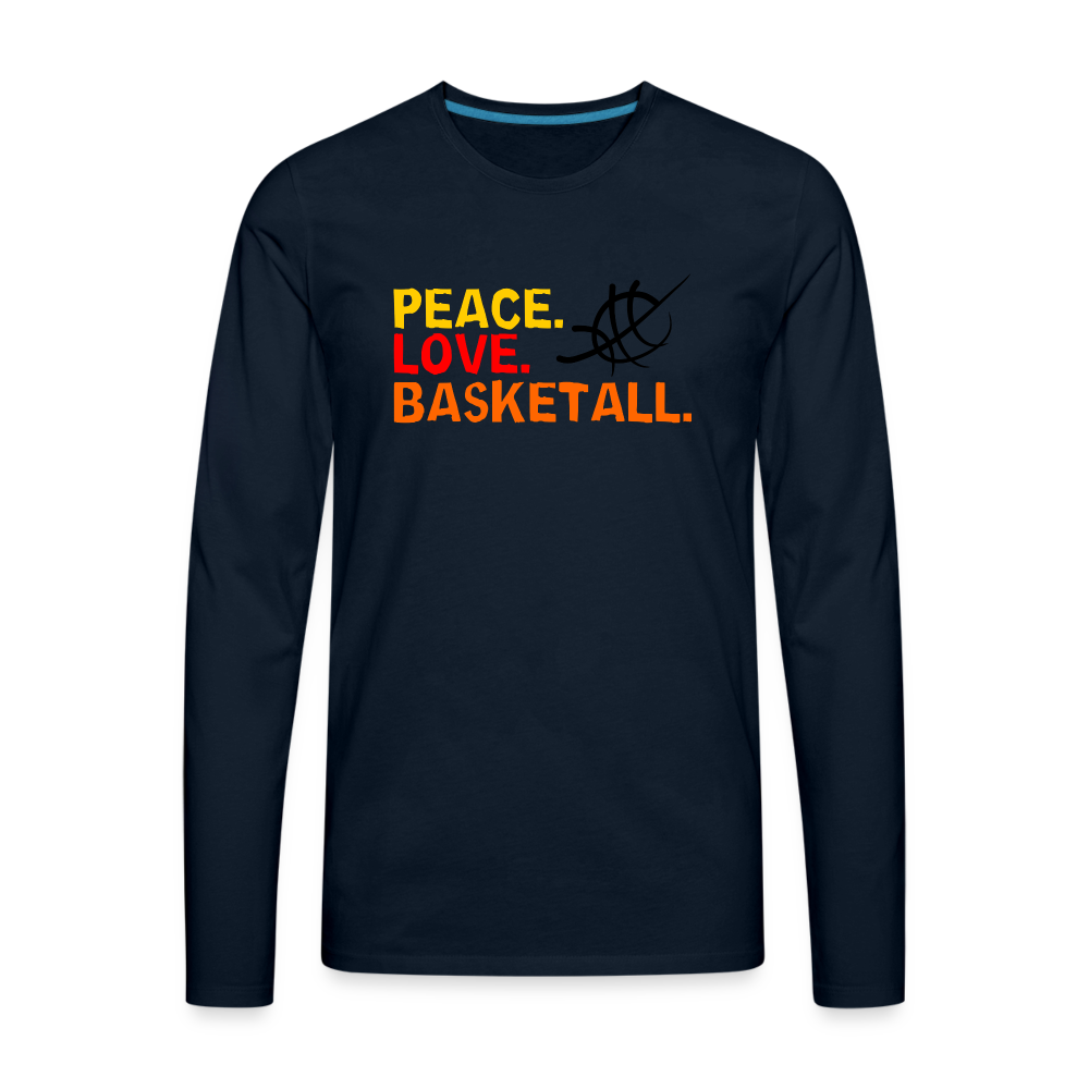 Peace Love Basketball I Premium Long Sleeve T-Shirt - deep navy
